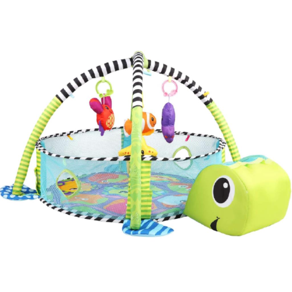 جيم أنشطة للأطفال على شكل سلحفاة مع حوض كرات – 2 في 1